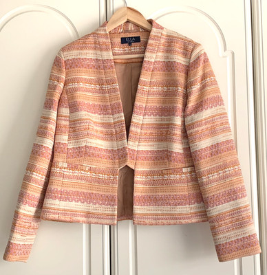 Pfirsich Orange & Gold Mix Smart offene Jacke Größe 14 Ella von Viyella,