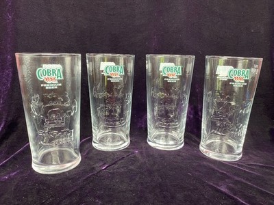 Cobra Premium Beer Embossed Glasses Set Of 4 With Indian Scene Design