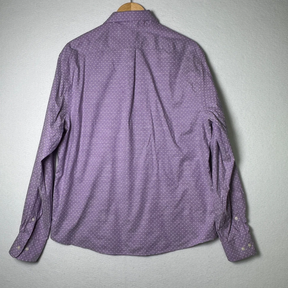 Mens Lauren Ralph Lauren Purple Polka Dot Button Down Casual Dress Shirt Large - Image 3 of 4