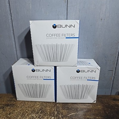 3 box 100ct BUNN Coffee Filters Home Brewer 8-12 Cup Makers Funnels BCF/100