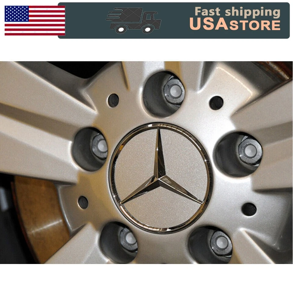Fit-For Mercedes Benz C E S  Hub Caps Wheel Center 4 x 75mm Matte Chrome Emblem  Foto 2 de 4