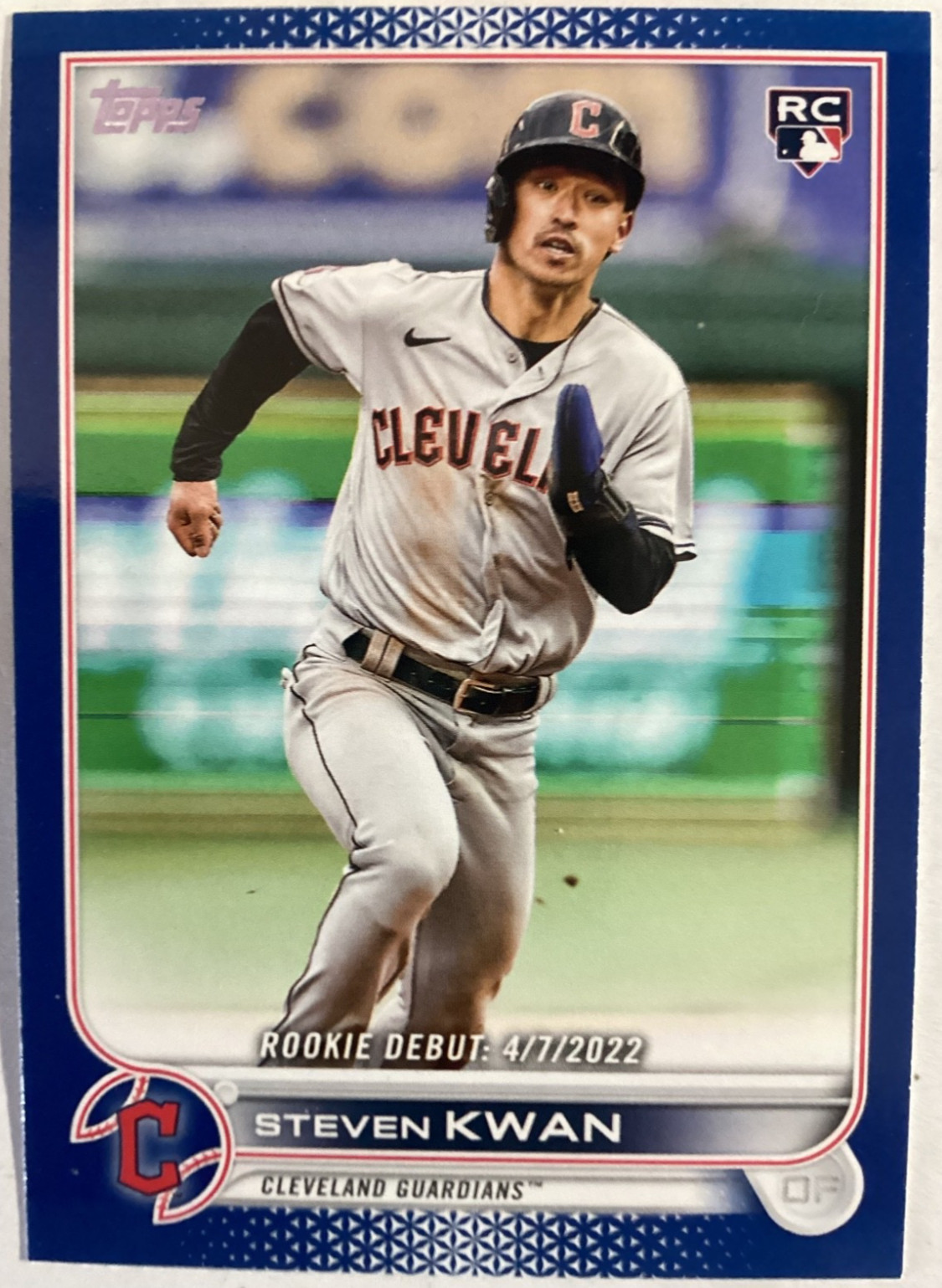 Steven Kwan Cleveland 2022 Topps Update Rookie (RC) Royal Blue #US54 Guardians