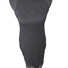 Black Keyhole Open Back Eyelet Midi Dress