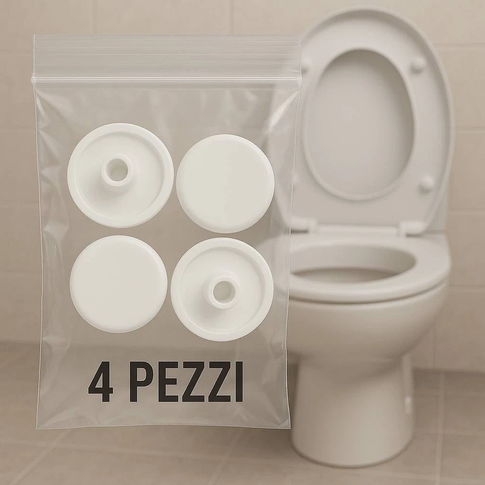 Kit 4 pezzi paracolpi PAR015 tondi bianchi in plastica per Copriwater sedile Wc - Immagine 3 di 4