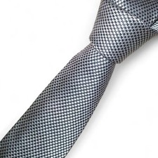 Burberry Black Label Silk Tie Micro Houndstooth Horse Logo Used