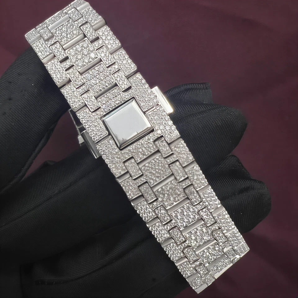 Men’s Custom Luxury 41mm Moissanite Stainless Steel Watch – Hip Hop Style - Image 4 of 4