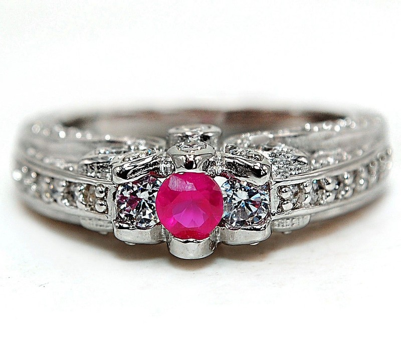 1CT Heat Treated Rubellite Tourmaline 925 Sterling Silver Ring Sz 7 MM6-5