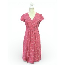 Boden Dress Lola Cotton Knit Faux Wrap Womens 6P Pink Geometric Print V-Neck