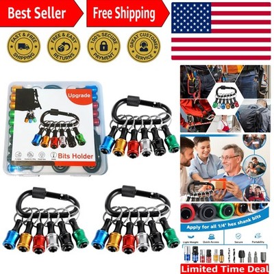 Handy 18-Piece 1/4 Hex Shank Bit Holder with Keychain - Perfect for DIY Projects