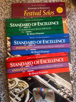 Set of 4 Eb Alto Sax Books - Standard of Excellence 1,2,3 and Festival Solos