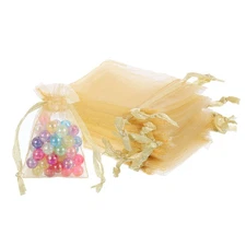 100 Pcs Gold Organza Bags 2 x 3 Inch Mesh Gift Bags with Drawstring for Gift