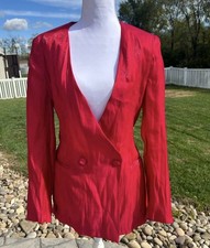 Zara Raspberry Hot Pink Crinkle Shimmer Double Breasted Blazer Jacket NWT M