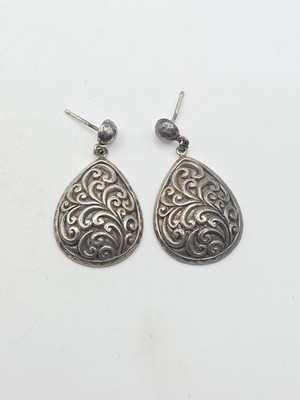 Lois Hill Sterling Silver 925 Ornate Scroll Dangle Earrings 12g