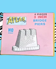 ATLAS HO Scale 4 PIECES 3 INCH BRIDGE PIERS #81 USA MADE Vintage Train Accessory