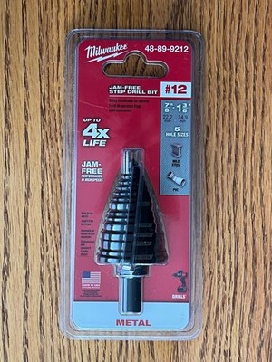 MILWAUKEE Jam-Free High Speed Steel Step Drill Bit #12, 7/8'' - 1-3/8'' BRAND NEW!
