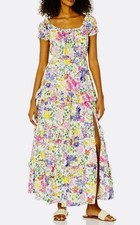 ASTR The Label Women's Viona Dress L Pink Yellow Multi Floral Spring Flowers NWT