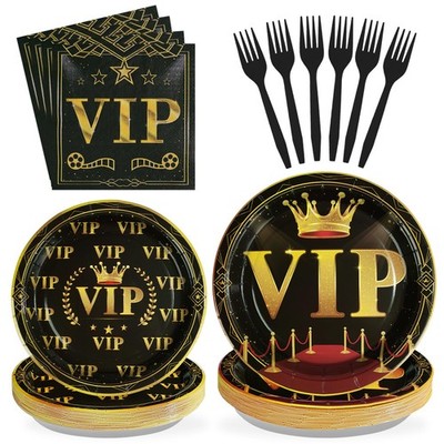 96 Pcs VIP Party Decoration Tableware 350 GSM Disposable Movie Night Red Carp...