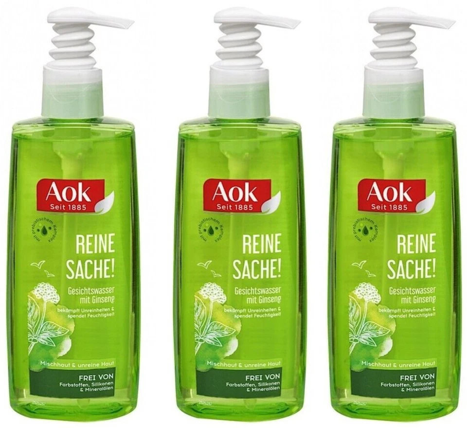 Aok Reine Sache! Gesichtswasser mit Ginseng Mischhaut & unreine Haut 3x 200ml