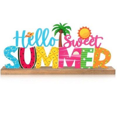 Hello Sweet Summer Metal Sign Rustic Table Decor Holiday Tiered Tray Decor