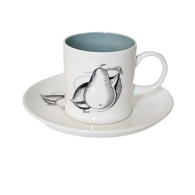 Wedgwood Susie Cooper Black Fruit Demitasse Coffee Cup & Saucer Pear Bone China
