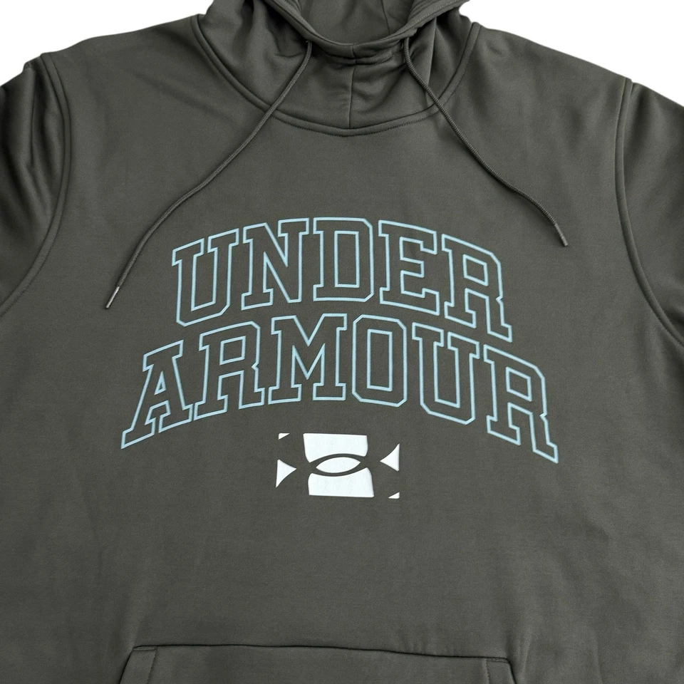 Under Armour Sudadera con Capucha Hombres Talla 2XL Verde Grande Logo Gráficos Pullover Sudadera Gimnasio Foto 2 de 4