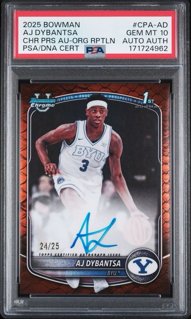 AJ Dybantsa 2025 Bowman Bowman Chrome Chrome Prospect Autographs Orange