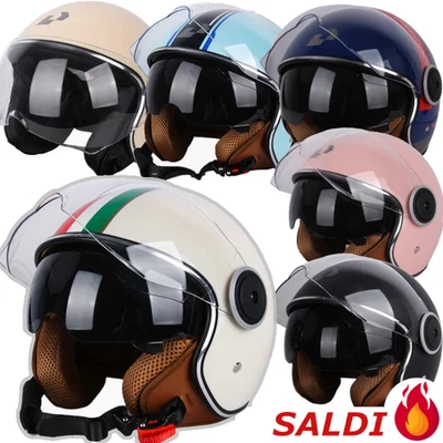 CLASSICO Casco da moto - Italia, retrò, jet, vintage, vespa - doppia visiera oscurata