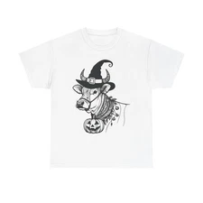 Cow Halloween Unisex Tee, Farm Pumpkin Shirt, Fall Gift, S-5XL