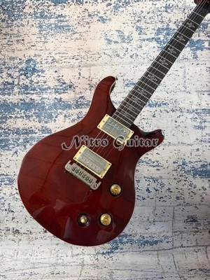 Brown tiger stripe Electric Guitar lotus inlay inverted pull plate silver