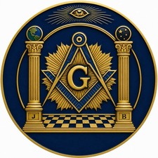 Sticker Mason Square Compass Gold Blue Usa
