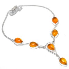 Collana gioielli etnici fatti a mano in argento 925 con pietre preziose ambra...