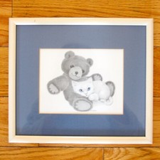 Framed Print -Teddy Bear White Kitten