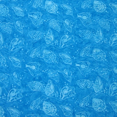 Bali Batik Fabric - Fabrics That Care Aqua Blue Seashell Nautical - Cotton 21" - 第 1/1 張圖片
