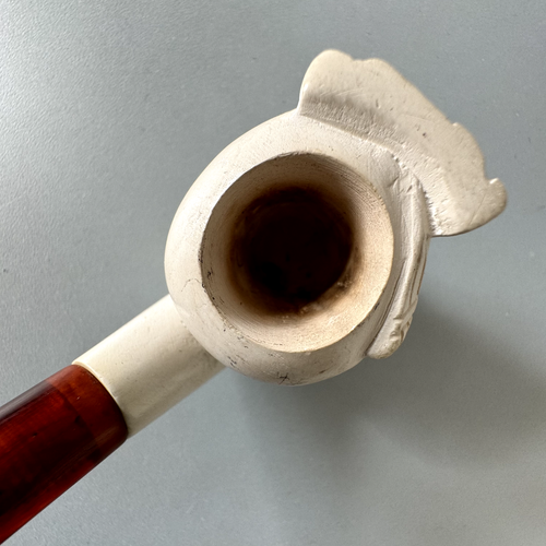 Vintage Meerschaum Pipe Sultan Carved Head Turkish Tobacco Smoking Acrylic Stem - Picture 12 of 15