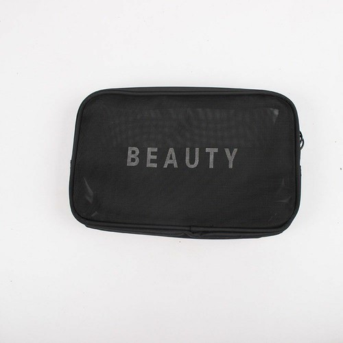 Black Mesh Cosmetic Bag Women Travel Zipper Makeup Case Storage Pouch Toiletry - Picture 14 of 14
