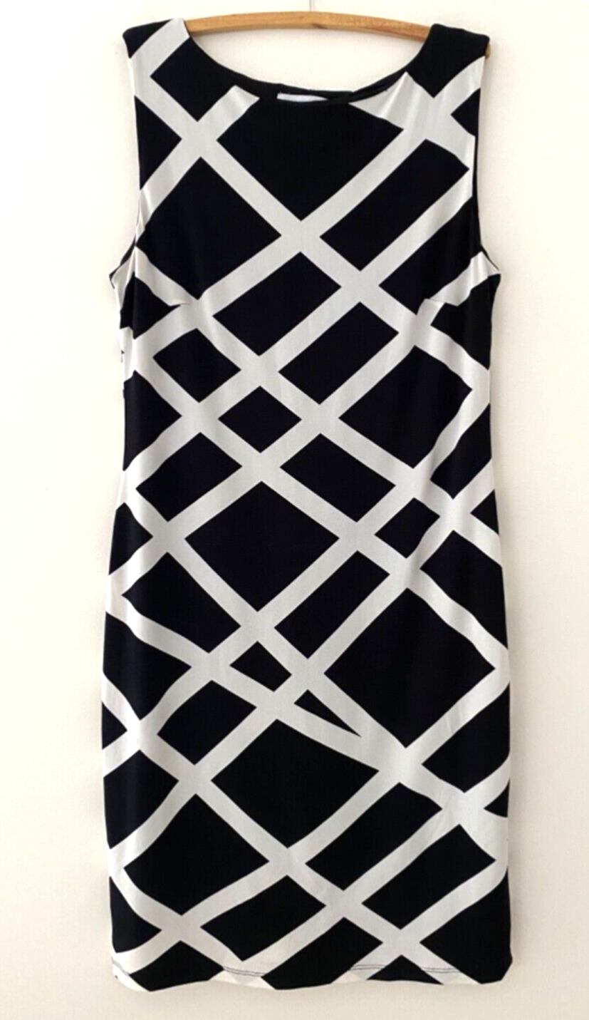 Ladies QUEENSPARK Black & White Geometric Print Dress Size 16 eBay