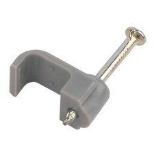 100 x Grey Flat Cable Clips /Tacks for 2.5mm Twin & Earth - Lighting Brick Wall