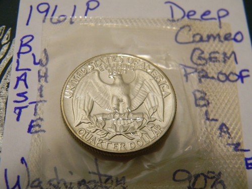 1961 P 25C Washington Quarter {DEEP CAMEO GEM} Proof 90% Silver-GOV'T W/CELLO!! - Picture 6 of 6