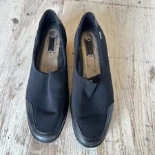 ECCO Loafers Women's Black Stretch Gore-Tex Fabric Leather Trim Slip-On 37 6 6.5