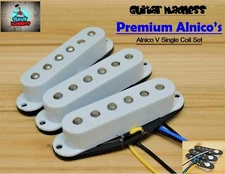G.M. Premium Alnico's White Strat Stratocaster® Single Coil Set For Fender