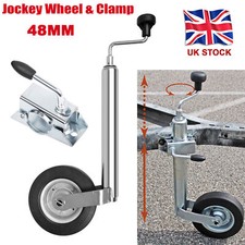 Jockey Wheel with Clamp Heavy Duty 48mm Caravan Trailer Galvanised Solid Tyre UK