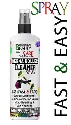 BEAUTY CARE Derma Roller Cleaner Steriliser Tools Make up Brush Surface 50ml Spray UK