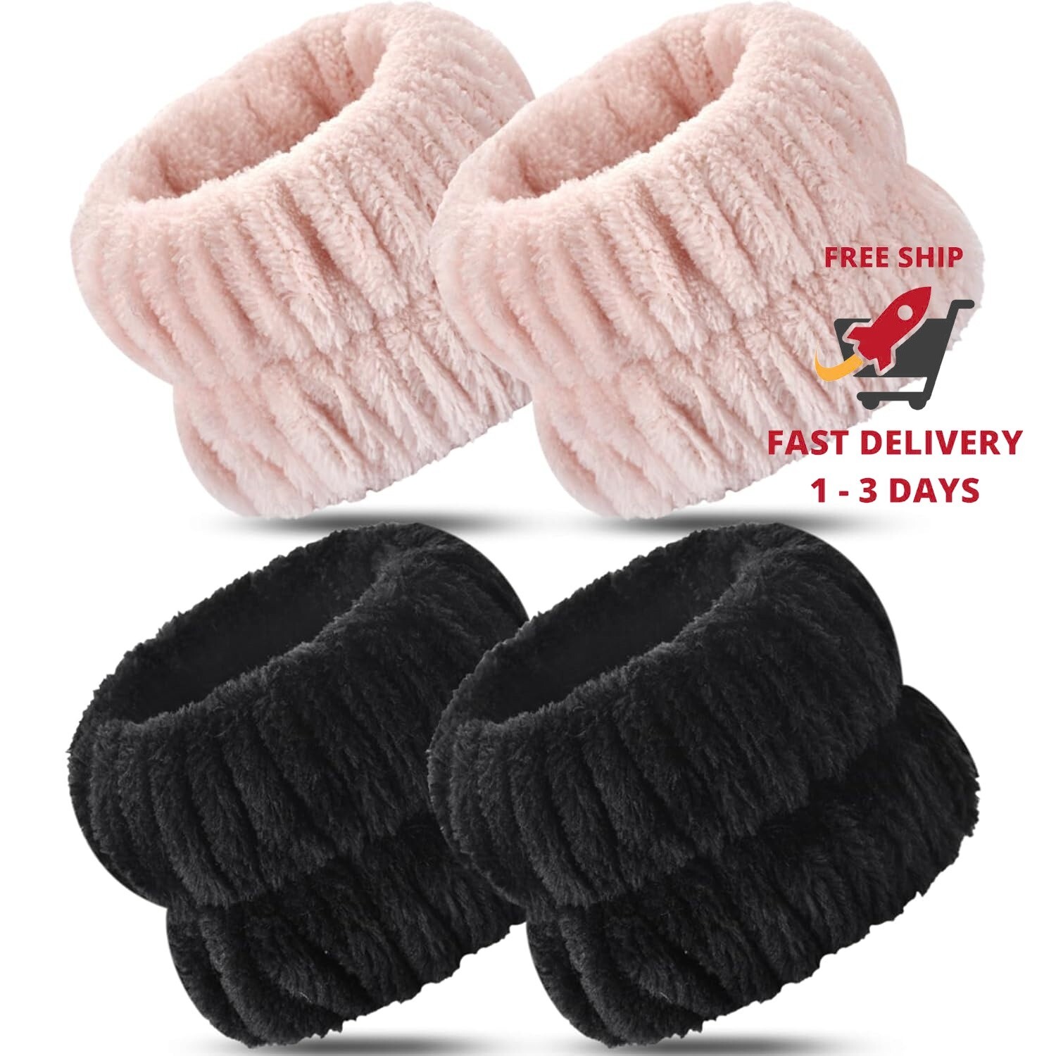 Spa Facial Cleansing Bracelets & Towels 4-Pack