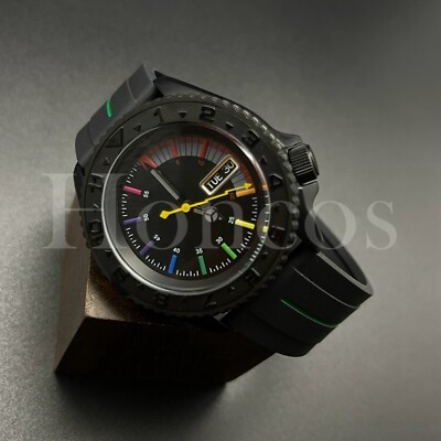 Custom Made Mods Watch SKX Style NH36 Auto Movement Black YM 12H RB Hours BLK/GN