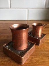 1881 Unusual, Two Handmade Copper, Lead Lined Measuring Cups With Long Handles