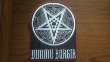 DIMMU BORGIR LOGO,SEW ON WHITE WITH RED EDGE EMBROIDERED BACK PATCH