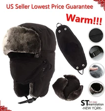 L&M Mens Winter Hat Trapper Aviator Russian Trooper Earflap Warm Ski W/Mask LFM
