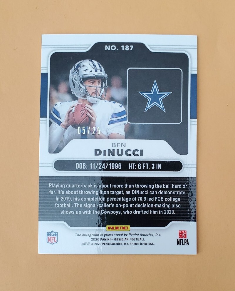 2020 Obsidian Electric Etch Yellow Auto /25 Ben DiNucci #187