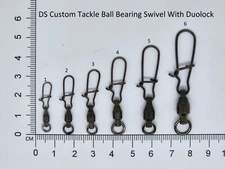 Fishing Ball Bearing Swivel Duo Lock Clip Snap   24 pcs size #0 to #6