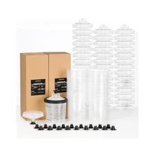 Disposable 650ml Paint Cup Kit, 45 Liners, Lids, Plugs, All,In,One Solution